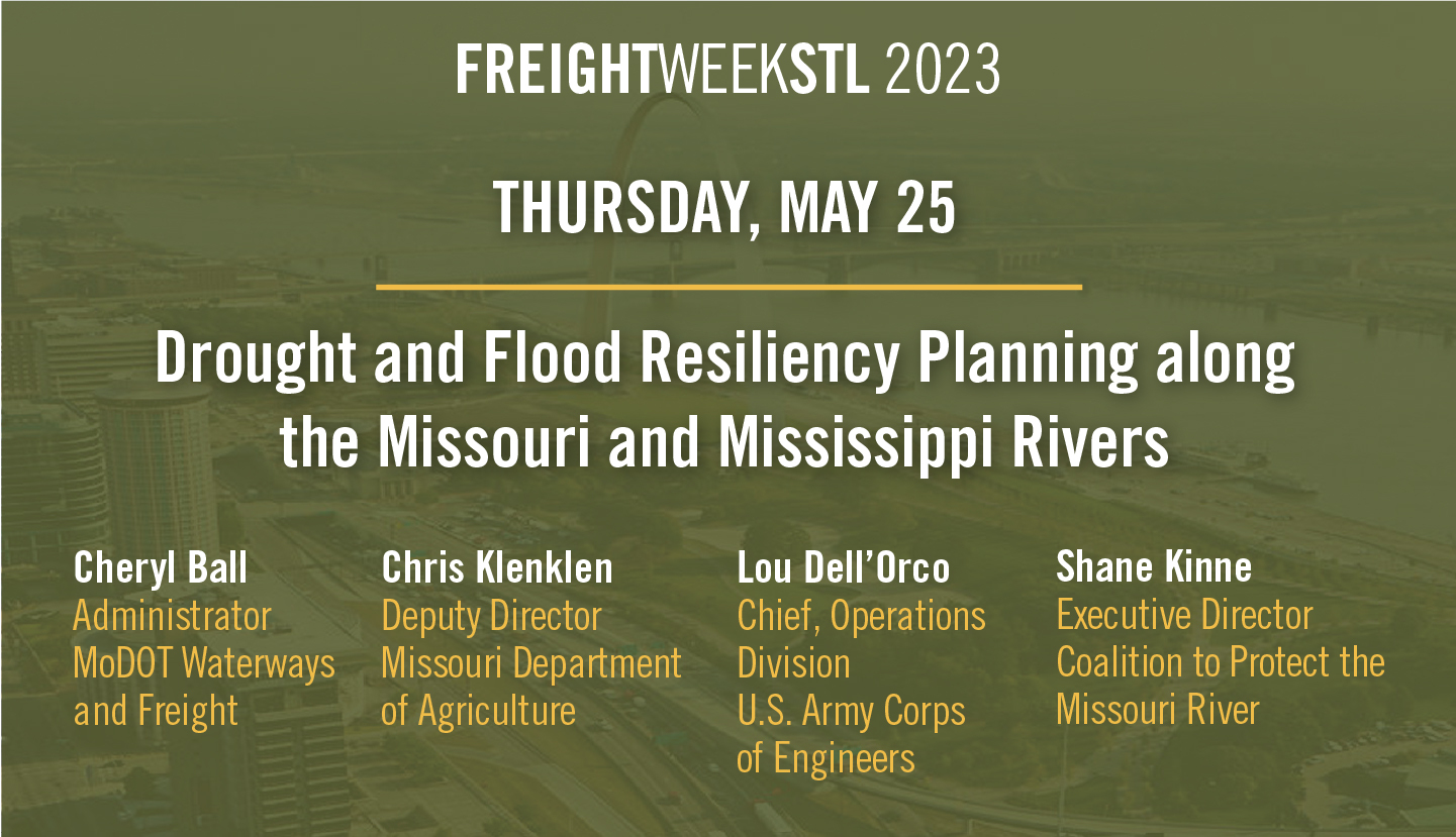 Image stating Thursday, May 25 Drought and Flood Resiliency Planning along the Missouri and Mississippi Rivers